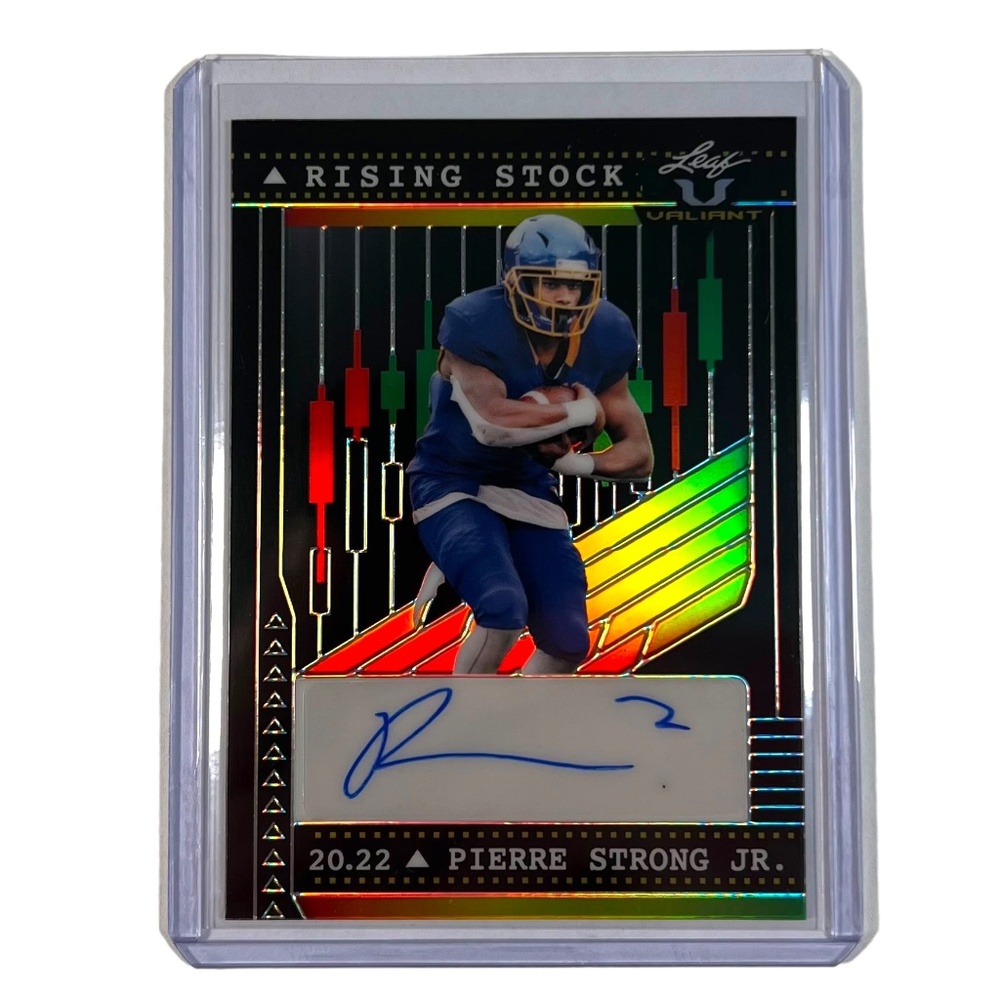 Pierre Strong Jr 2022 Leaf Valiant Rising Stock Black /5 #RS-PSJ Rookie Auto RC